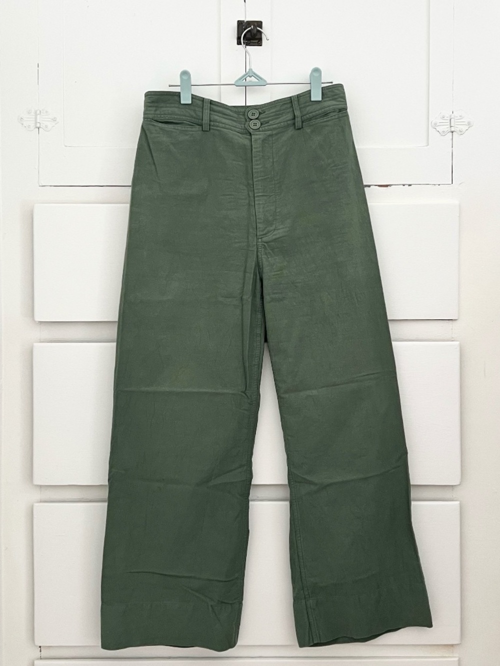 ***SOLD***Apiece Apart Green Wide Leg Cropped Pants High Rise Cotton Size 8